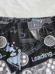 2pcs/Set Boys' Video Game Graphic Round Neck Knit Short Sleeve Top And Shorts Pajama Set, Soft & Breathable Material Suitable For Summer Wear - Multicolor - View 5