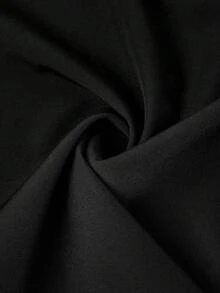SHEIN LUNE Casual Minimalist Style Black Shirt With Lace Sleeve Decor, Versatile For Spring/Summer,Summer Top - Black - View 4
