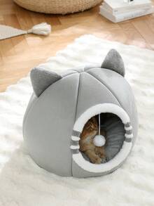 PETSIN 1 PC Cat Bed Kitten Bed, Washable Cat Beds For Indoor Cats, Super Soft Pet House For Puppy And Kitten With Anti-Slip Bottom - Grey - View 6