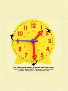 MINKOJA Wooden Clock Model Set, Primary School Clock Teaching Aid, Mixed Color, Toy For Learning To Recognize Time, For Mathematics Area - Yellow - View 5