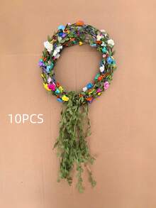 Lifelike 9 Flower Vine Wreath Hair Hoop Fresh Forest Style Green Leaf Headband Photoshoot Prop Stage Performance Costume Accessory Friendly Soft Flexible Fit - multicolor - View 11