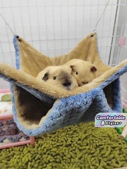 1pc Soft Coral Fleece Dual-Color Anti-Bite Chain-Style Small Pet Dual-Layer Warm Hanging Bed Suitable For Hamsters, Sugar Gliders, Squirrels And Other Small Climbing Pets To Rest And Sleep, Removable And Washable, Multiple Colors And Sizes Available For Fall And Winter
