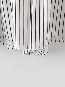 Sweetra Summer Striped Casual Loose Short Sleeve Shorts Set, Lemon Print Loungewear Suitable For Daily Casual Wear - White - View 4