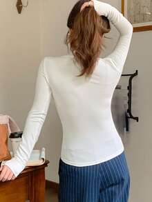 DAZY Women's Turtleneck Long Sleeve Undershirt,Fall Clothes - White - View 5