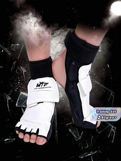 Bộ 2 găng tay và bảo vệ chân Taekwondo thoáng khí, giảm sốc, dùng cho tập luyện, thi đấu và chiến đấu.