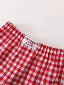 Cozy Pixies 2件套女宝宝夏季柔软可爱印花撞色宽松休闲套装，时尚搭配，适合日常、度假、露营、拍照等场合 - 紅白色 - 查看 3
