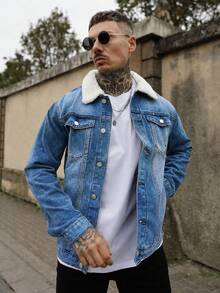 Artur Kramer Áo khoác denim dài tay kiểu Mỹ cổ điển dành cho nam, thích hợp cho mùa thu. - Rửa trung bình - Xem 4