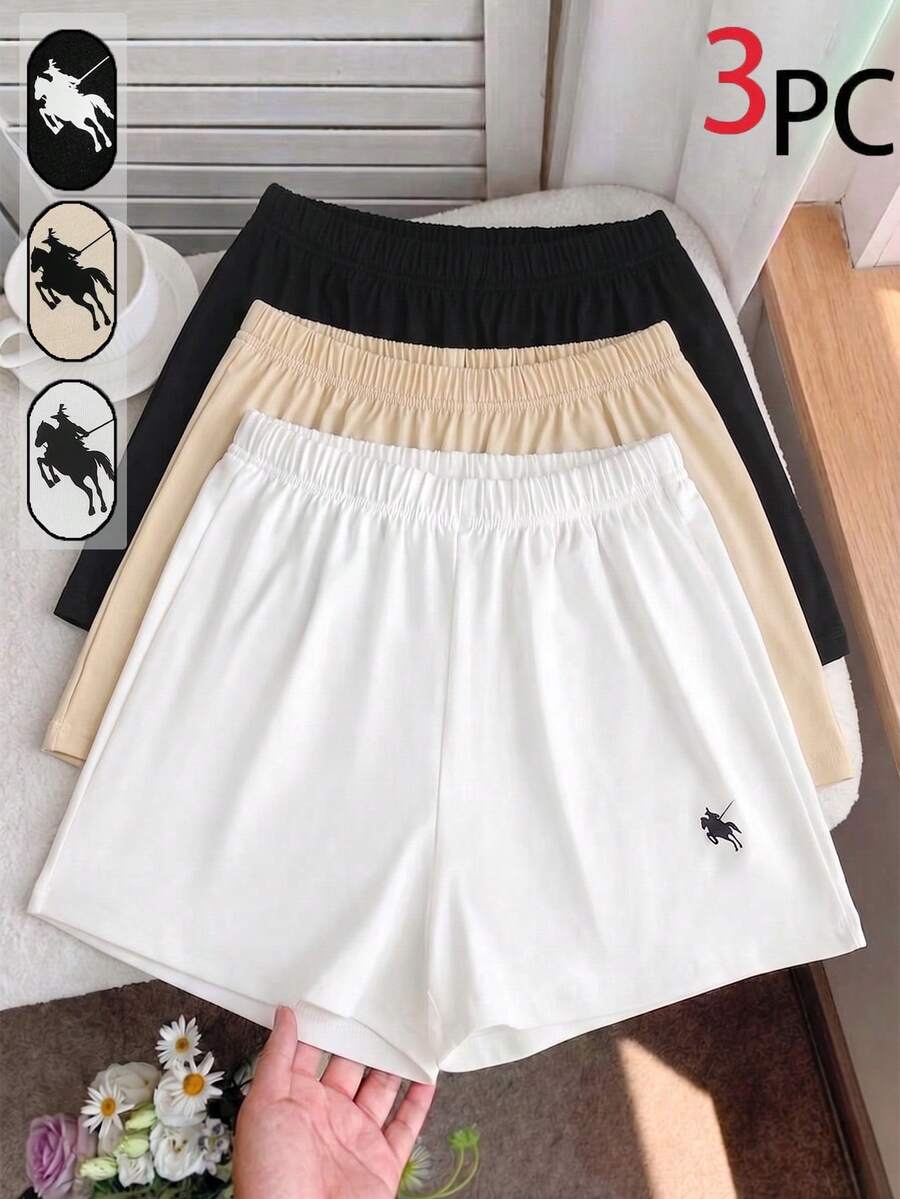 Quần short cho thiếu nữ (bé gái), kiểu dáng tối giản, phối màu tương phản, cạp chun co giãn, thêu logo trang trí, quần ống đứng cạp trung bình dáng rộng, dễ phối đồ, phù hợp cho trang phục thể thao ngoài trời mùa hè. - Nhiều màu - Xem 1