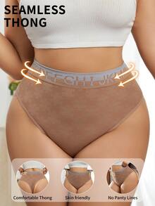 SHEIN 1 Stück nahtlose, bequeme und hautfreundliche Damen Slip in Große Größen - Kaffeebraun - Übersicht 3