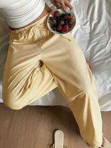 Pantalones casuales y holgados a rayas para mujer, primavera/verano - Amarillo - Ver 3