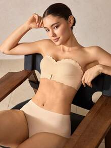 Veilyse Women's Invisible Strapless Sexy Front Closure Push-Up Bra, Wireless Bra For Backless/Strapless Tops - Apricot - View 9