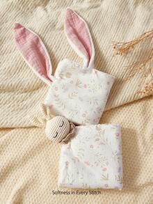 Cozy Pixies 1 pieza Toalla suave con estampado lindo de primavera y verano, color contrastante y conejo lindo, adecuada para bebés y niños - Multicolor - Ver 6