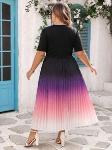 SHEIN CURVE+ Váy ngắn tay dài dáng suông, size US22, thích hợp cho lễ hội âm nhạc, kỳ nghỉ biển, phong cách bohemian mùa hè, thường ngày, in hoa, phối nhiều mảnh. - Nhiều màu - Xem 2