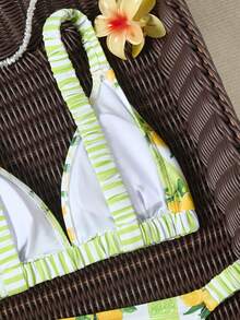 Swim Mod Women's Casual Vacation Beach Textured Fabric Bikini Two Pieces Swimwear - Green - View 6