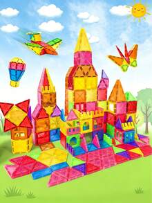 MINKOJA Magnetic Blocks, 40/64/100PCS Building Blocks, Magnets Building Set, STEM Construction Stacking Blocks & Montessori Learning Toy Gift For Kids Boys And Girls Preschool Kindergarden Toy, Mix Colors(Suitable For Ages 3+) - Multicolor - View 2