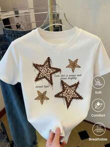 Camiseta casual de manga corta para mujer, con estampado vintage, hecha de suave tela de algodón puro, ideal para atuendos diarios. - Blanco - Ver 3