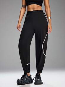 Innovista Quần jogger nữ kiểu dáng thường ngày, phối màu tương phản, cạp chun. - màu đen - Xem 2