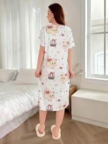 SHEIN 140g Milk Silk Digital Print Women's Nightgown - Multicolor - View 2