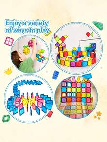 MINKOJA Magnetic Blocks, 40/64/100PCS Building Blocks, Magnets Building Set, STEM Construction Stacking Blocks & Montessori Learning Toy Gift For Kids Boys And Girls Preschool Kindergarden Toy, Mix Colors(Suitable For Ages 3+) - Multicolor - View 5