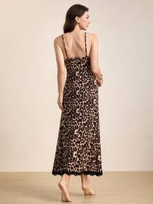 Hourtrue Women Nightgowns & Sleepshirts Kontras Lace Contrast Binding Leopard Anggun - MultiWarna - View 2