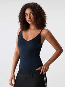 Loungeista 1pc Women's Seamless Shapewear Jumpsuit With Thong, Body Shaping Waist Cincher Butt Lifter Slimming Jumpsuitfor Summer - Navy Blue - View 9