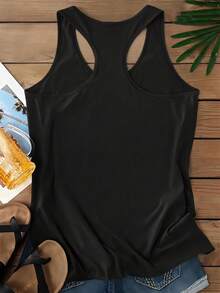 EMERY ROSE Blusa de tirantes de talla grande con cuello redondo y estampado floral y de calavera, de estilo casual para verano - Negro - Ver 2