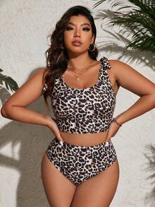 Swim Vcay Đồ bơi Tankini họa tiết da báo sexy thanh lịch size lớn phong cách thường ngày cho kỳ nghỉ bãi biển mùa hè 2026 mới - Nhiều màu - Xem 6