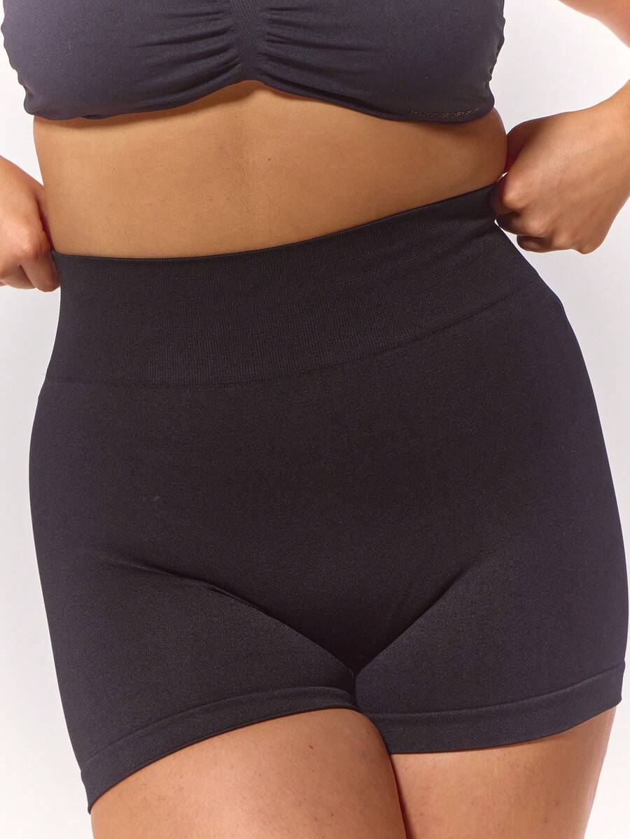 MUSERA Plus Size High Waist Fitted Seamless Sport Shorts Spring Summer Vacation Holiday Casual Everyday Workout Active - Black - View 1