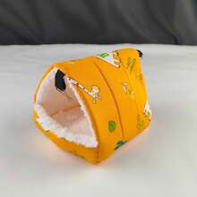 1PC Cartoon Printed Warm Fleece Triangular Sleeping Nest For Parrots Hamsters Chinchillas Squirrels Autumn Winter Pet Bed - Yellow - View 12