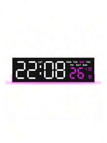 Multifunctional Atmosphere Lamp Alarm Clock, Minimalist Electronic Clock With LED Digital Display, Bedside Clock With Week, Temperature, 3 Brightness Levels, AC Powered & Battery Operated - USB or other DC connection - View 8