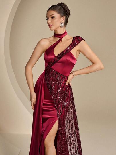 Coutiva Women's Elegant Satin Sequin Mesh Patchwork Evening Dress Floral Lace Collar Flare Sleeve Elegant High-End Evening Gown, Luxury Elegant Party Dress Solid Color Square Neck Sleeveless High-End Evening Dress, Elegant And Luxurious Formal Gown Black Bodycon Dress Women's Slim Dress Sexy Curve Dress Black Dress For Women Shapewear Dress Long Black Elegant Dress Black Satin Dress Black Formal Evening Gown Black Dinner Dress Sexy Elegant Dress Black Backless Dress Satin Dress Elegant Graduation Ceremony, School Opening, Music Festival, Birthday Party, Wedding, Afternoon Tea Gathering, Ball Ceremony Dress Wedding Vacation Party Holiday Dresses