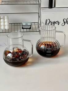 1pc 300ml High Borosilicate Glass Coffee Server With Scale Heat Resistant Clear Transparent Handle Spout Design Glass Coffee Pot For Home Kitchen Cafe Cold Brew Iced Coffee Hand Drip Coffee Making Barista Supplies - Transparent - View 9