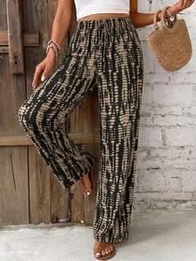 SHEIN Frenchy Quần ống rộng nữ kiểu dáng thường ngày, trang phục thường ngày nữ, quần áo mùa hè nữ. - Nhiều màu - Xem 3