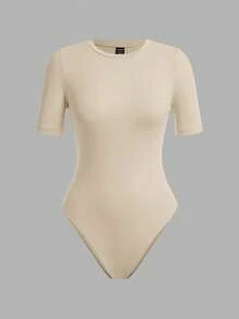 SHEIN BASICS 3件套休闲纯色针织圆领短袖连体衣（女款） - 彩色 - 查看 13