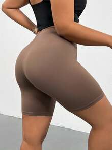 SHEIN Essnce Quần short nữ cỡ lớn thời trang xuân/hè, chất liệu co giãn, thoải mái, đa năng, màu đen, nâu và họa tiết da báo, kiểu dáng quần short đi xe đạp, phong cách đường phố, quần short mùa hè, trang phục đi chơi, quần short ôm dáng, quần short đạp xe. - Nhiều màu - Xem 8