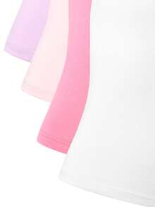4pcs/Set Girls' Cotton Solid Color Camisole Undershirts, White, Pink, Light Purple, Burgundy, Simple & Versatile For All Seasons - Multicolor - View 6