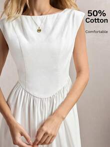 BizChic White Dress Vintage French Elegant Business Formal Wedding Countryside Slouchy Luxury Dating Garden Party Day Party Daily Back To School Birthday - White - View 5