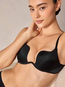 Veilyse Solid Adjustable Strap Underwire Bra, Lingerie - Black - View 8