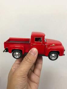 1pc Retro Alloy Metal Pickup Truck Decoration - Pink & Red Classic Car Model With Decor, Openable Doors, Required - Ideal For Home & Office Decor, Toy Vehicle Collection - Multicolor - View 2
