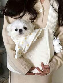 PETSIN 1個大號帆布寵物肩背手提包，便攜式手提寵物包，適合小型犬、泰迪熊、貓咪，旅行必備。寵物貓手提包，便攜式帆布托特包，適合貓咪、小型犬、泰迪熊，方便的肩背與斜背包 - 彩色 - 查看 6