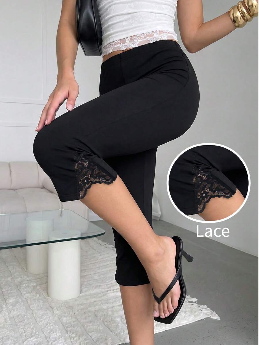 Lavishia Quần skinny dài đến khuỷu tay (7/8) thời trang và thanh lịch dành cho nữ, thích hợp mặc ở nhà hoặc đi dạo phố, rất đa năng. - màu đen - Xem 1