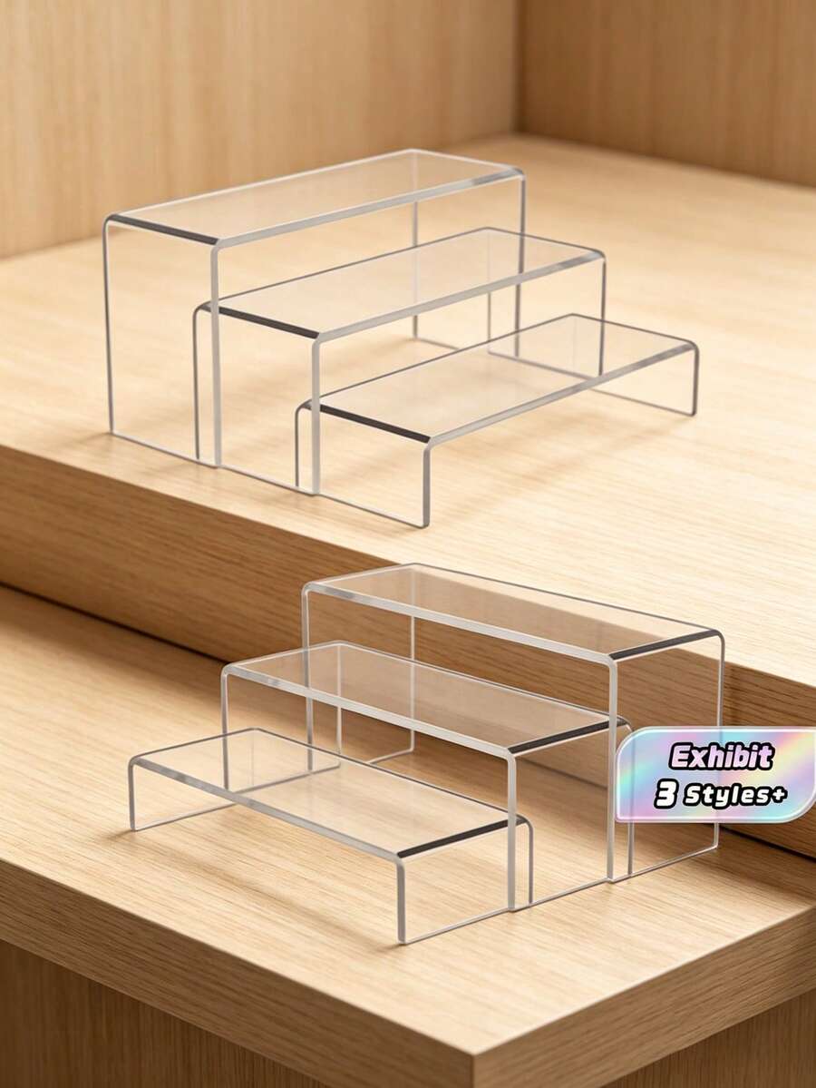 1pc, Transparent Thickened U-Shaped Tiered Dessert Display Stand, Food Display Risers, Multi-Purpose Clear Storage Rack For Figurines And Perfumes, Cosmetic Organizer, Cake And Pastry Showcase - Clear - View 1