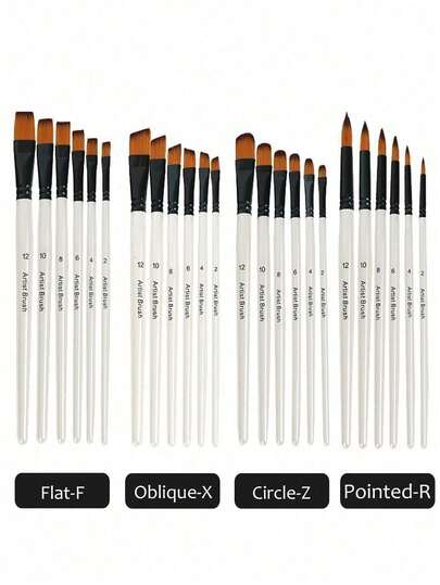 6pcs/Set Circle Angular Head Artist Paint Brush Set White Nylon Hair Paint Brushes For Acrylic Oil Watercolor Acrylic Painting For Body Face Rock Canvas, Artists, Students And Adult Drawing Arts Crafts Supplies ,Halloween, Party And Birthday Gifts,New Year Gifts, DIY Art Tool Christmas For Holiday Gift Giving,Back To School,School Supplies,School Stuff