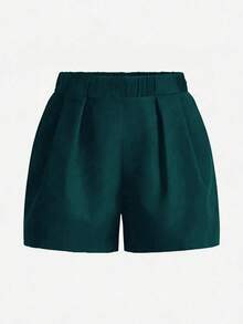 EMERY ROSE Shorts Casuais Soltos com Bolso para Mulheres Plus Size - Verde Escuro - Visão 3