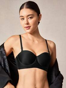 Veilyse 2pcs Wireless, Seamless, Push Up, Backless Bra, Lingerie - Multicolor - View 9
