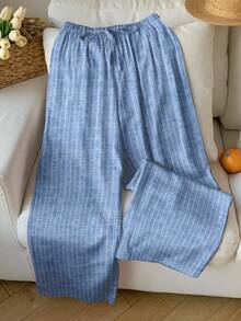 Solflare Plus Size Women Striped Drawstring Waist Casual Versatile Daily Wear Pants Fall - Multicolor - View 3