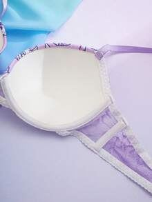 My Little Pony X SHEIN Bộ đồ lót nữ in hình hoạt hình, dây đeo điều chỉnh được, thích hợp mặc hàng ngày. - Màu tím hoa cà - Xem 10