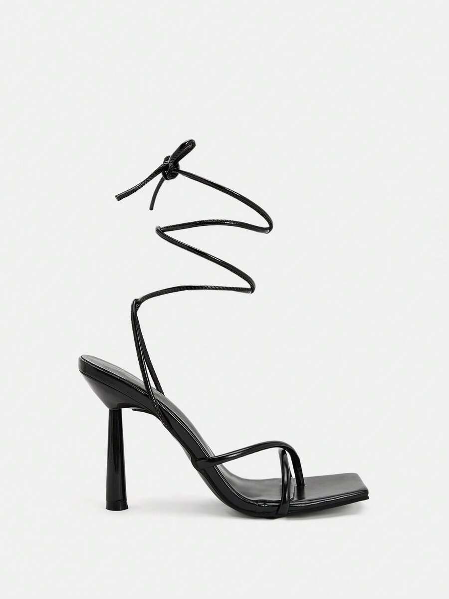 Glitzique Fashionable And Elegant Women's Strap High Heel Sandals - Black - View 1