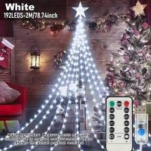 1PC USB Powered LED Waterfall Lights, Star String Lights, With Remote Control, 8 Modes Of Outdoor And Indoor Fairy Lights, Adjustable Height, Infrared Sensor, Suitable For Courtyard, Party,Christmas Tree, Halloween, And Thanksgiving Decoration,Colorful Light String/White Light /Warm Light String - white light - View 9