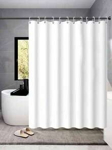 1 chiếc rèm tắm màu trắng trơn, chống thấm nước và chống nấm mốc, trang trí phòng tắm. - Màu trắng - Xem 12